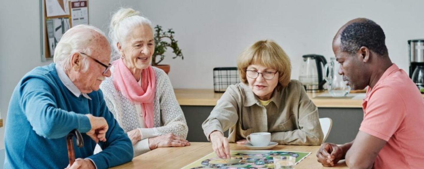 Group playing board games