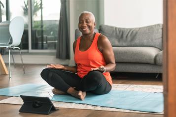 Black Woman at Online Yoga