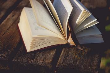 An open book on a table